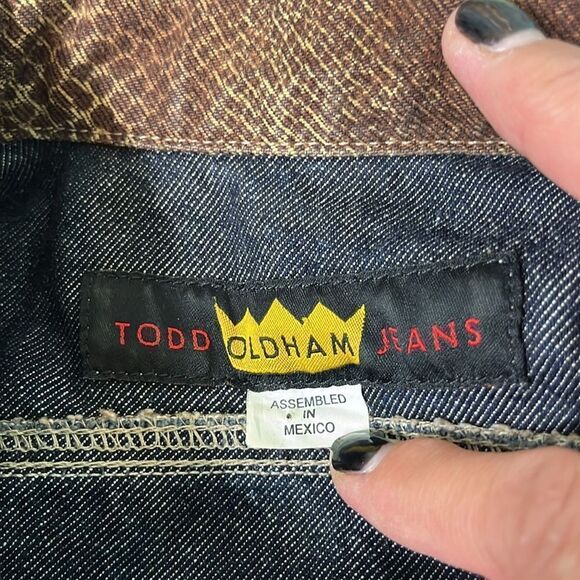 Vintage TODD OLDHAM JEANS Denim Snake Skin Print Jacket Women's S - Picture 6 of 7